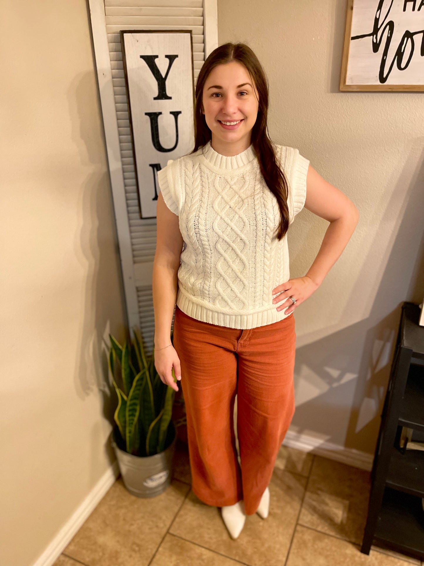 Cream Cable Sweater Vest