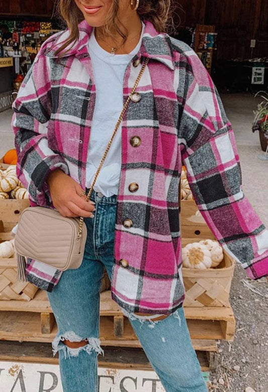 Pink Plaid Flannel Jacket