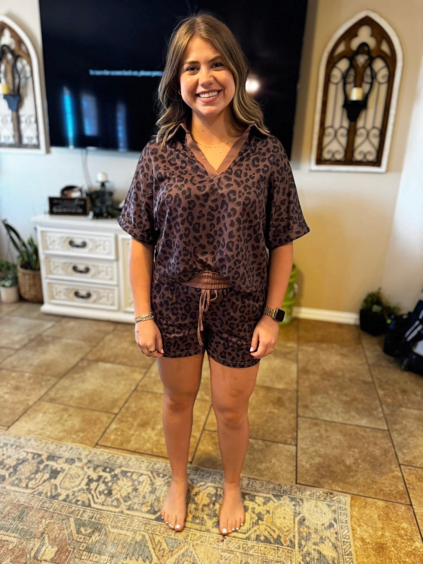 Chic Cheetah Print Shirt set