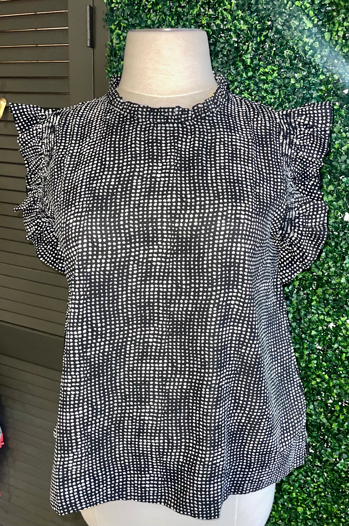 White Polka Dot Top