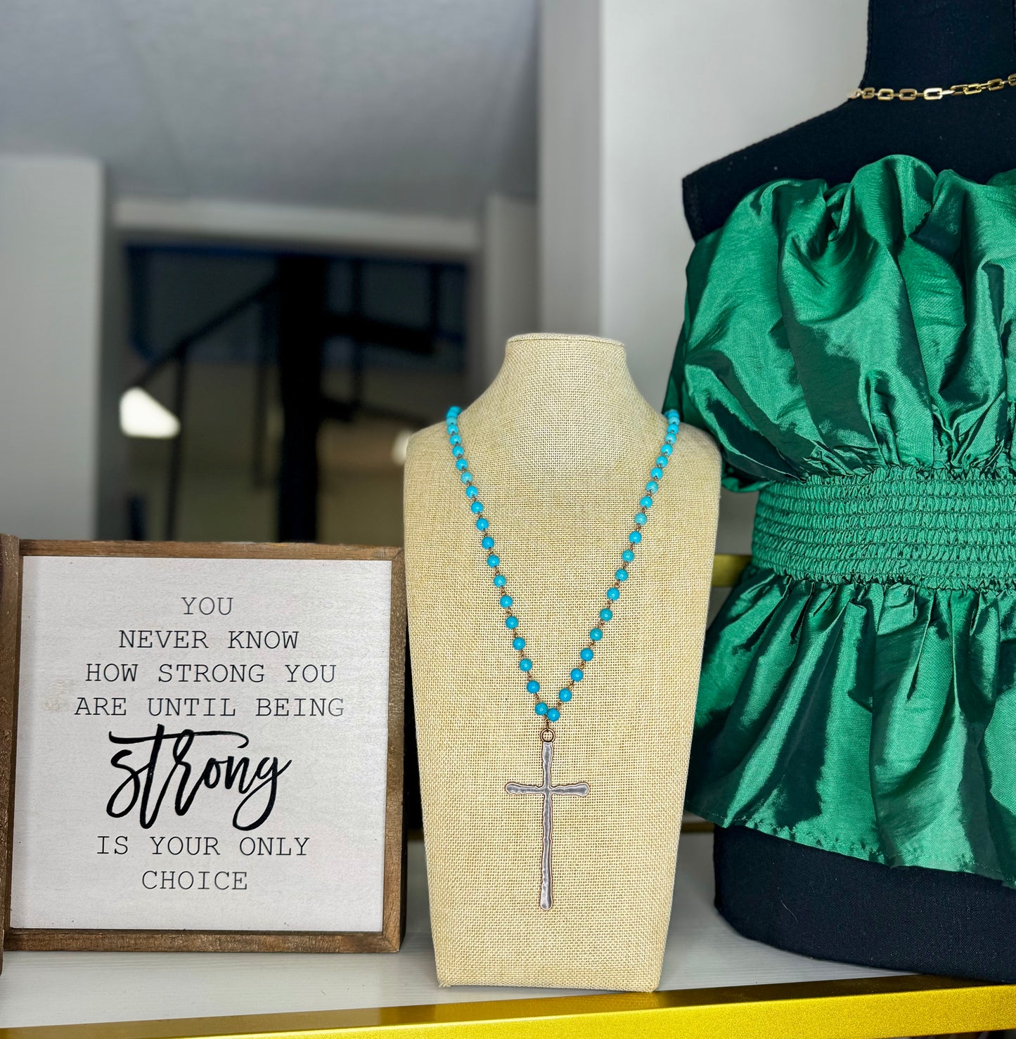 Turquoise Necklace with Cross