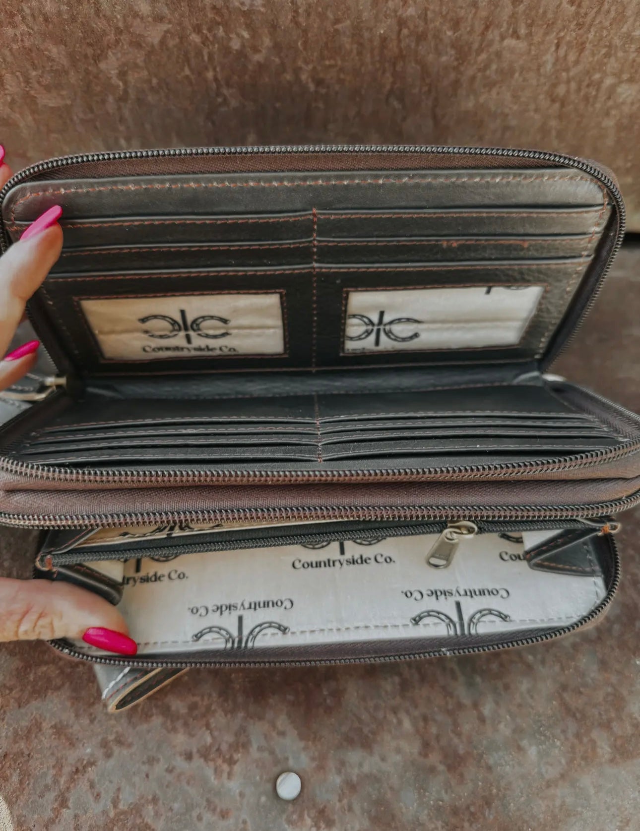 Boot Stitch Leather Wristlet
