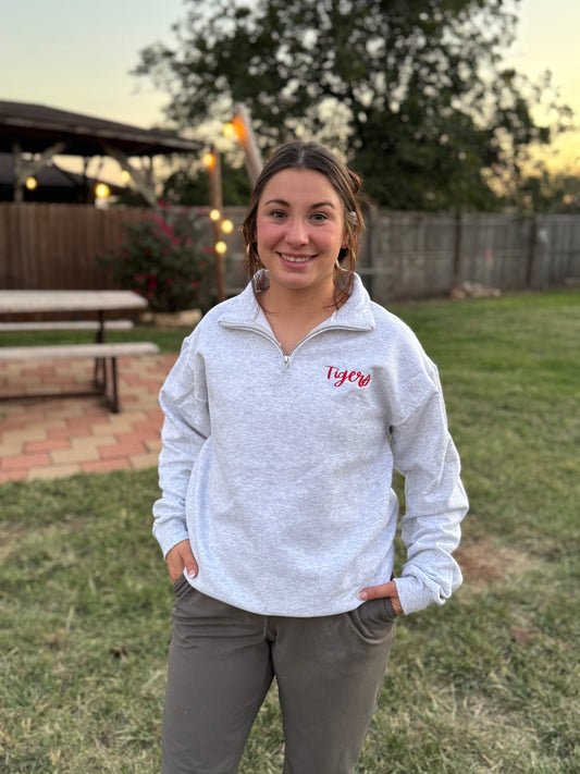 Embroidered 3/4 zip Tigers