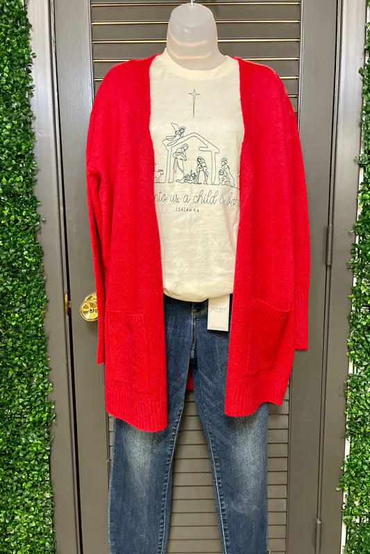 True Red Cardigan
