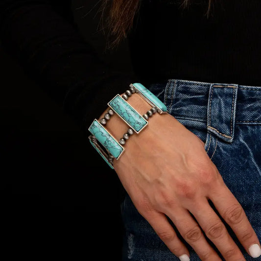Turquoise Bar Stretch Bracelet
