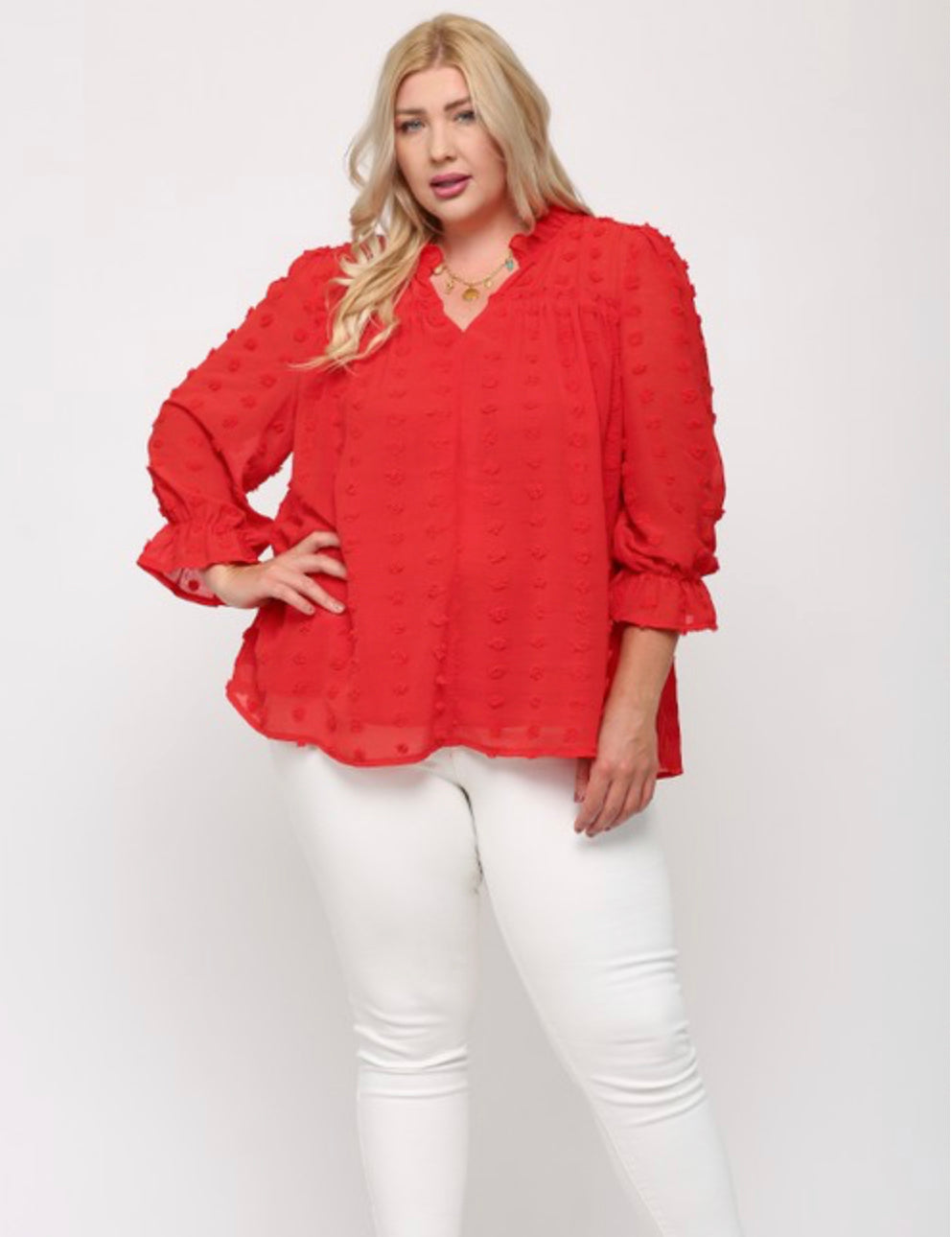 Pom Pom Chiffon Woven Top