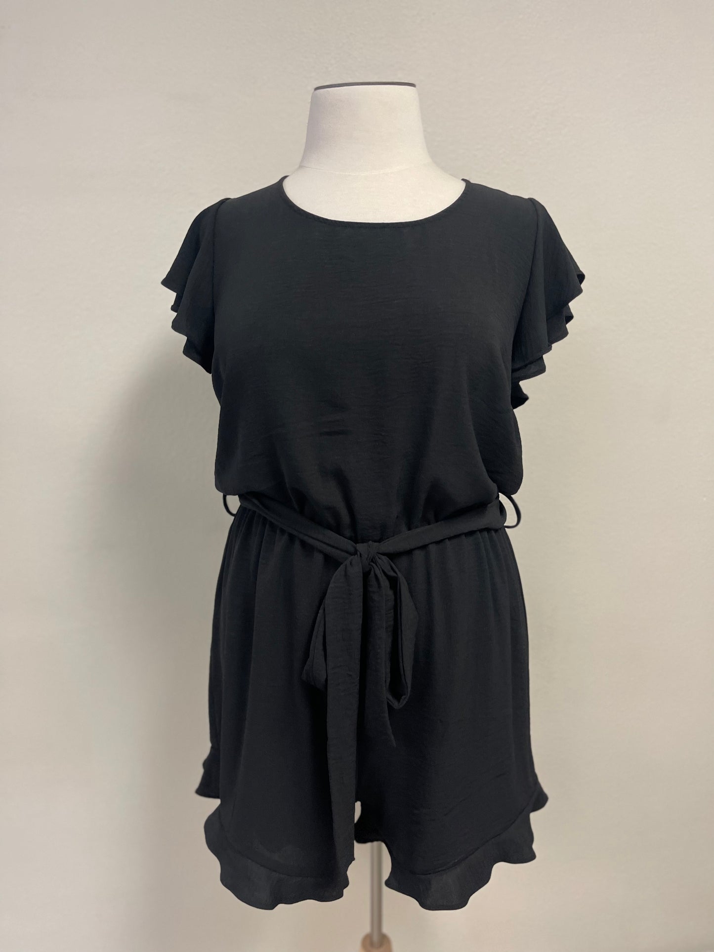 Ruffled sleeve romper